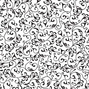 Black floral seamless lace. Vector pattern