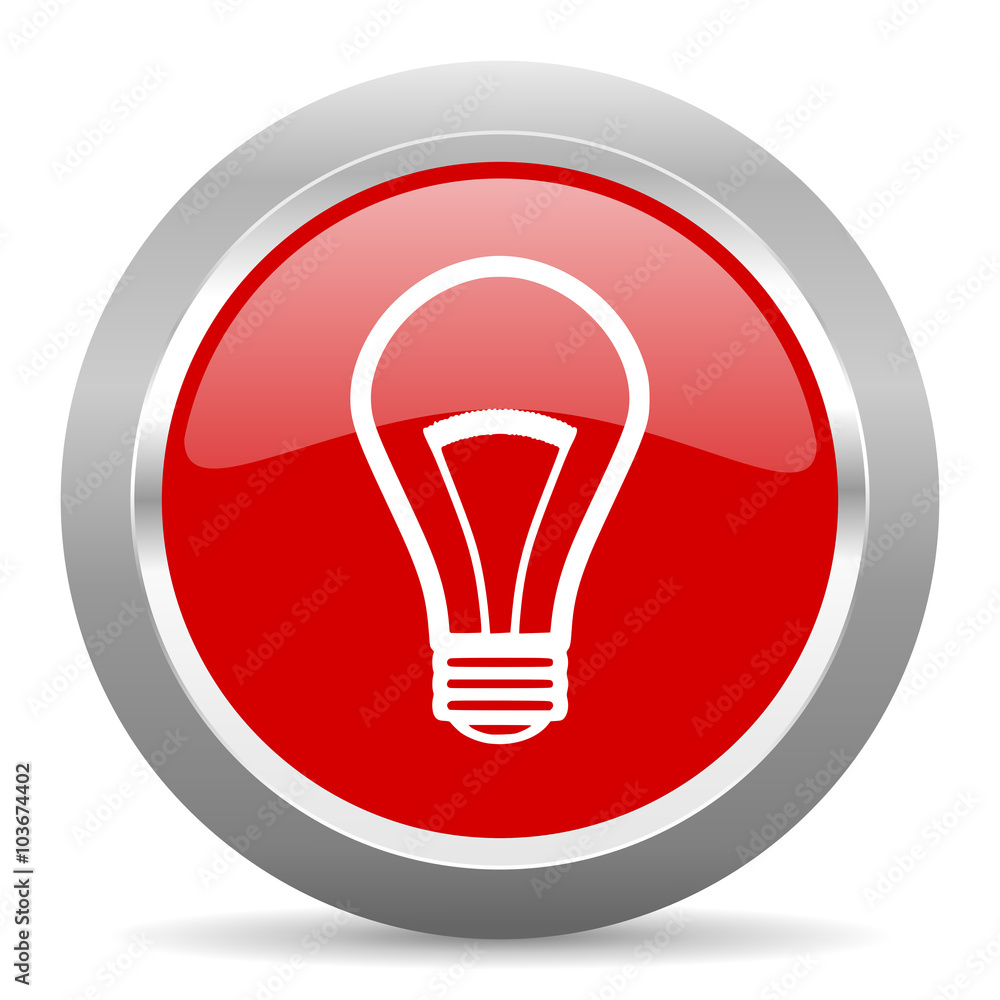 Poster bulb red metallic chrome web circle glossy icon