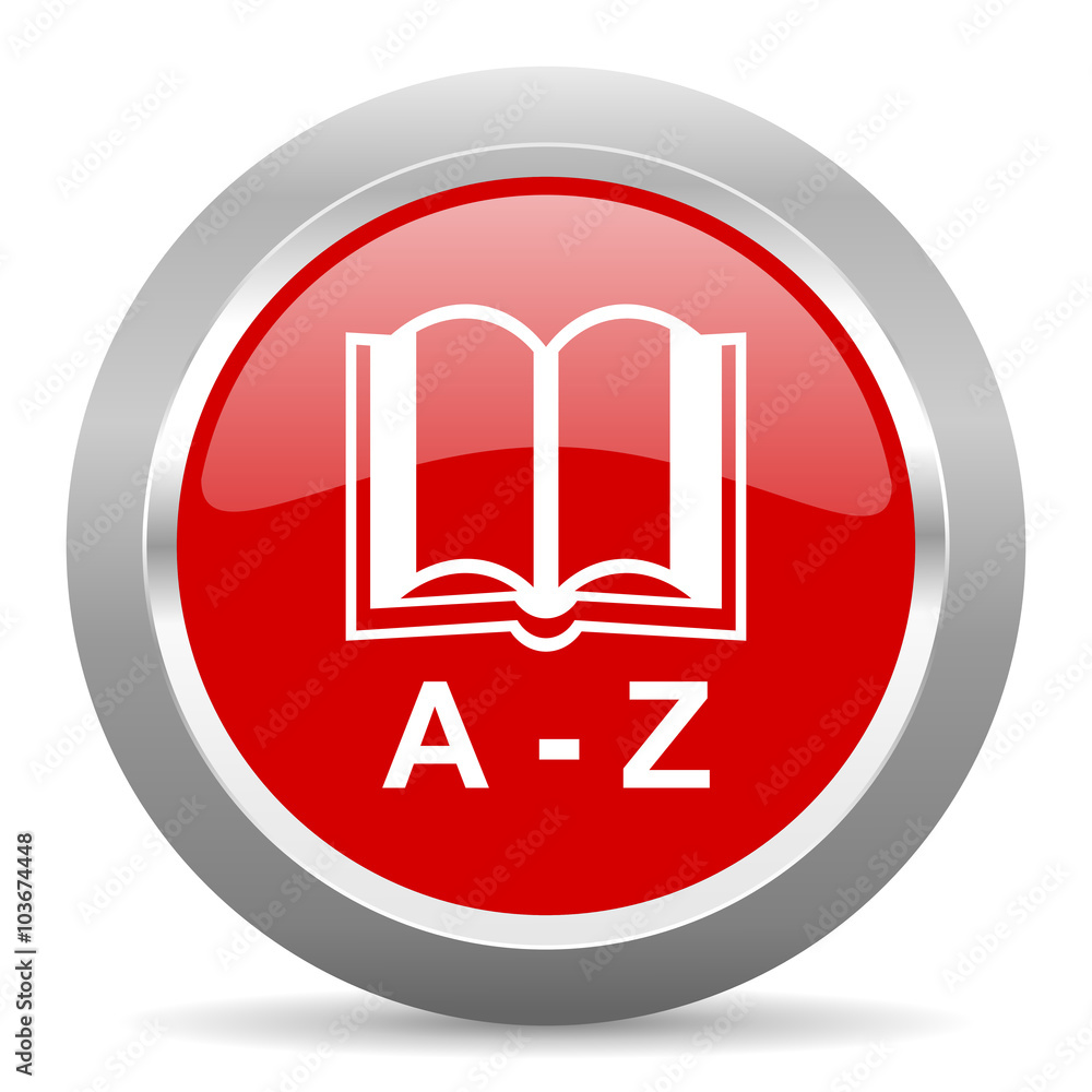 Poster dictionary red metallic chrome web circle glossy icon