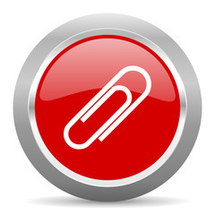 paperclip red metallic chrome web circle glossy icon