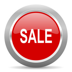 sale red metallic chrome web circle glossy icon