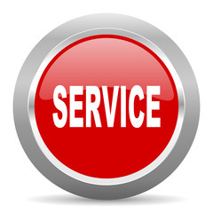 service red metallic chrome web circle glossy icon