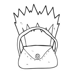 black and white cartoon purse