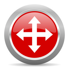 Fototapeta premium arrow red metallic chrome web circle glossy icon