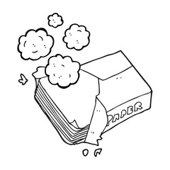 black and white cartoon office paper