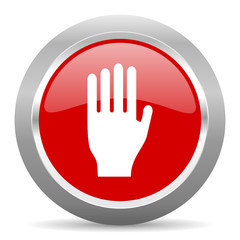 Obraz premium stop red metallic chrome web circle glossy icon