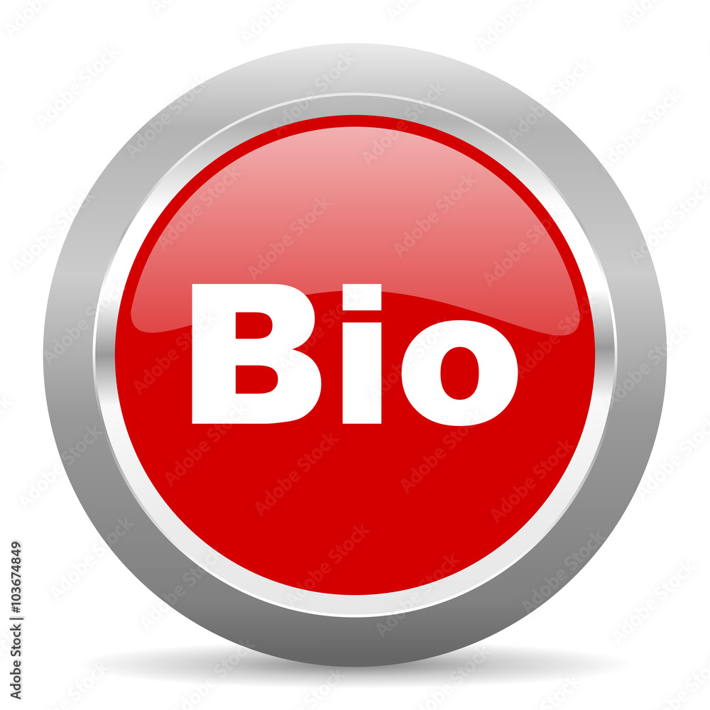 Poster bio red metallic chrome web circle glossy icon