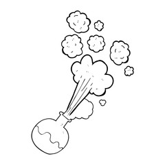 black and white cartoon chemical reaction