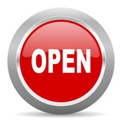 open red metallic chrome web circle glossy icon