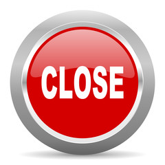 close red metallic chrome web circle glossy icon