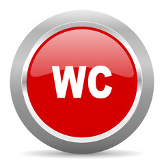 toilet red metallic chrome web circle glossy icon