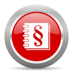 law red metallic chrome web circle glossy icon