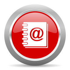 address book red metallic chrome web circle glossy icon