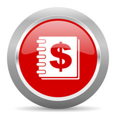 money red metallic chrome web circle glossy icon