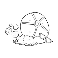 black and white cartoon beach ball