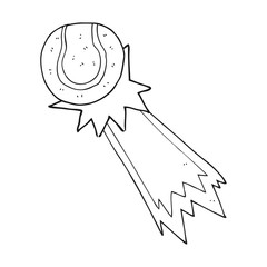 black and white cartoon tennis ball serve