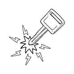 black and white cartoon electric car key