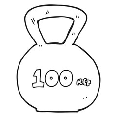 black and white cartoon 100kg kettle bell weight