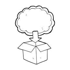 black and white cartoon download from the cloud symbol