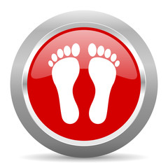 foot red metallic chrome web circle glossy icon