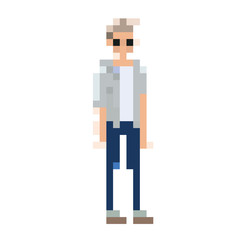 man fashion pixel vector isolate on white background.