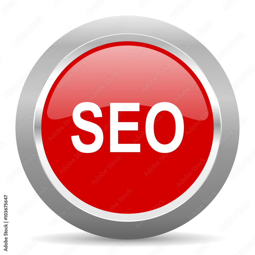 Aufkleber seo red metallic chrome web circle glossy icon
