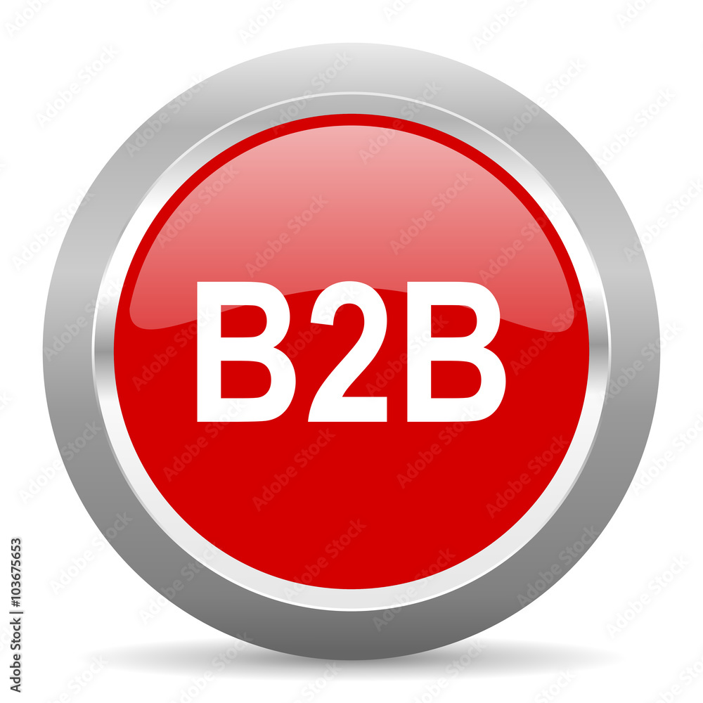 Poster b2b red metallic chrome web circle glossy icon