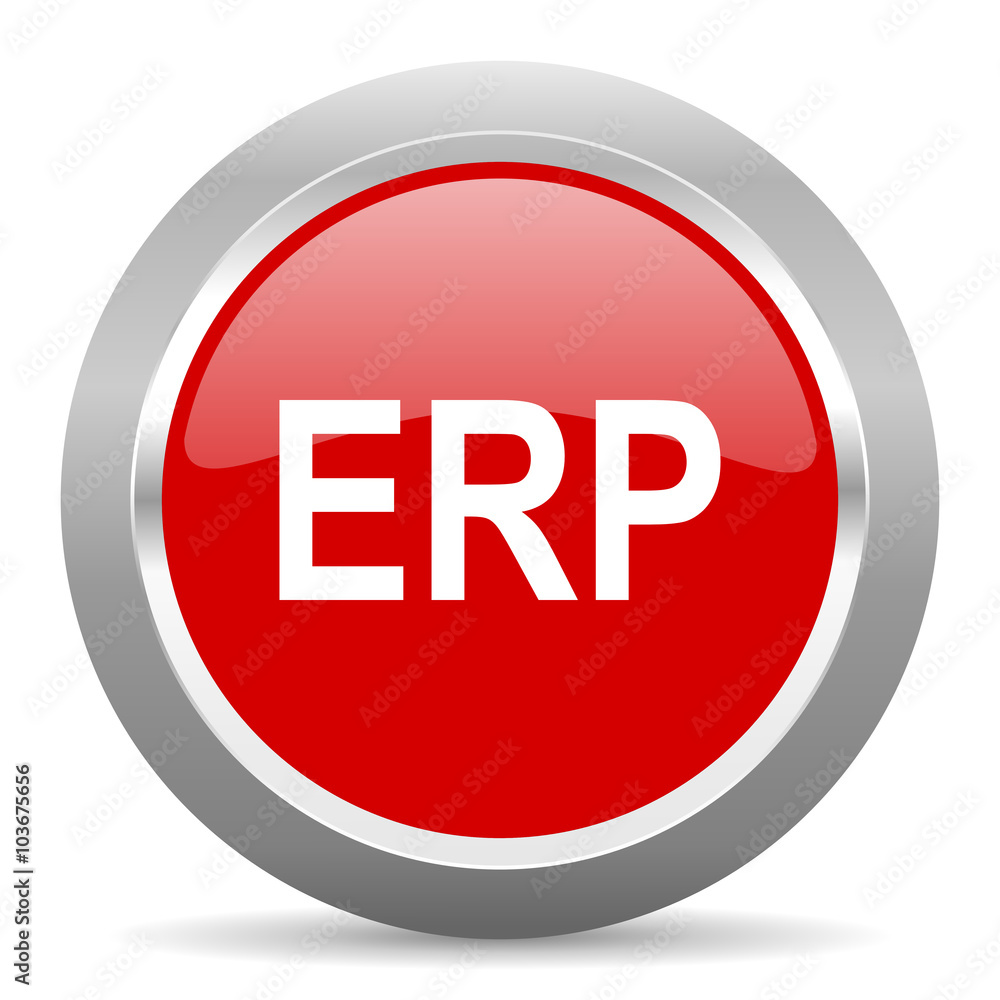 Poster erp red metallic chrome web circle glossy icon