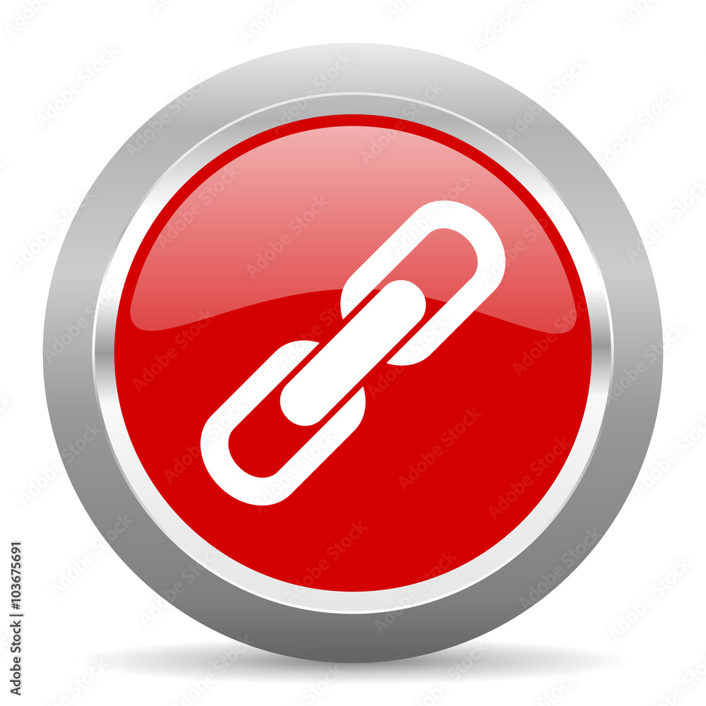 Aufkleber link red metallic chrome web circle glossy icon