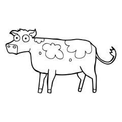 black and white cartoon cow