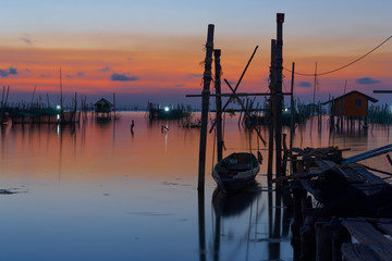 Sunset Scene Landscape of Songkhla Lake, Thailand