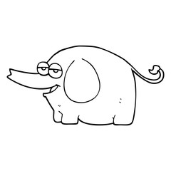 black and white cartoon elephant squirting water
