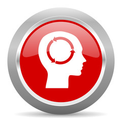 head red metallic chrome web circle glossy icon