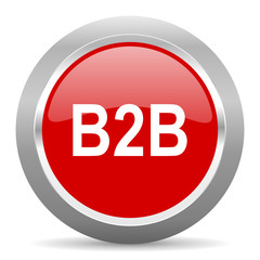 b2b red metallic chrome web circle glossy icon