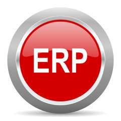 erp red metallic chrome web circle glossy icon
