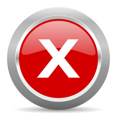 cancel red metallic chrome web circle glossy icon
