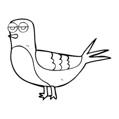 black and white cartoon pigeon