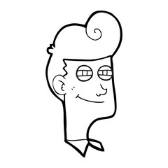 black and white cartoon smiling man