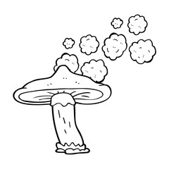 black and white cartoon mushroom