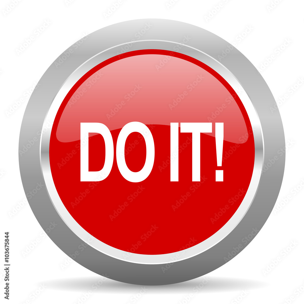 Poster do it red metallic chrome web circle glossy icon