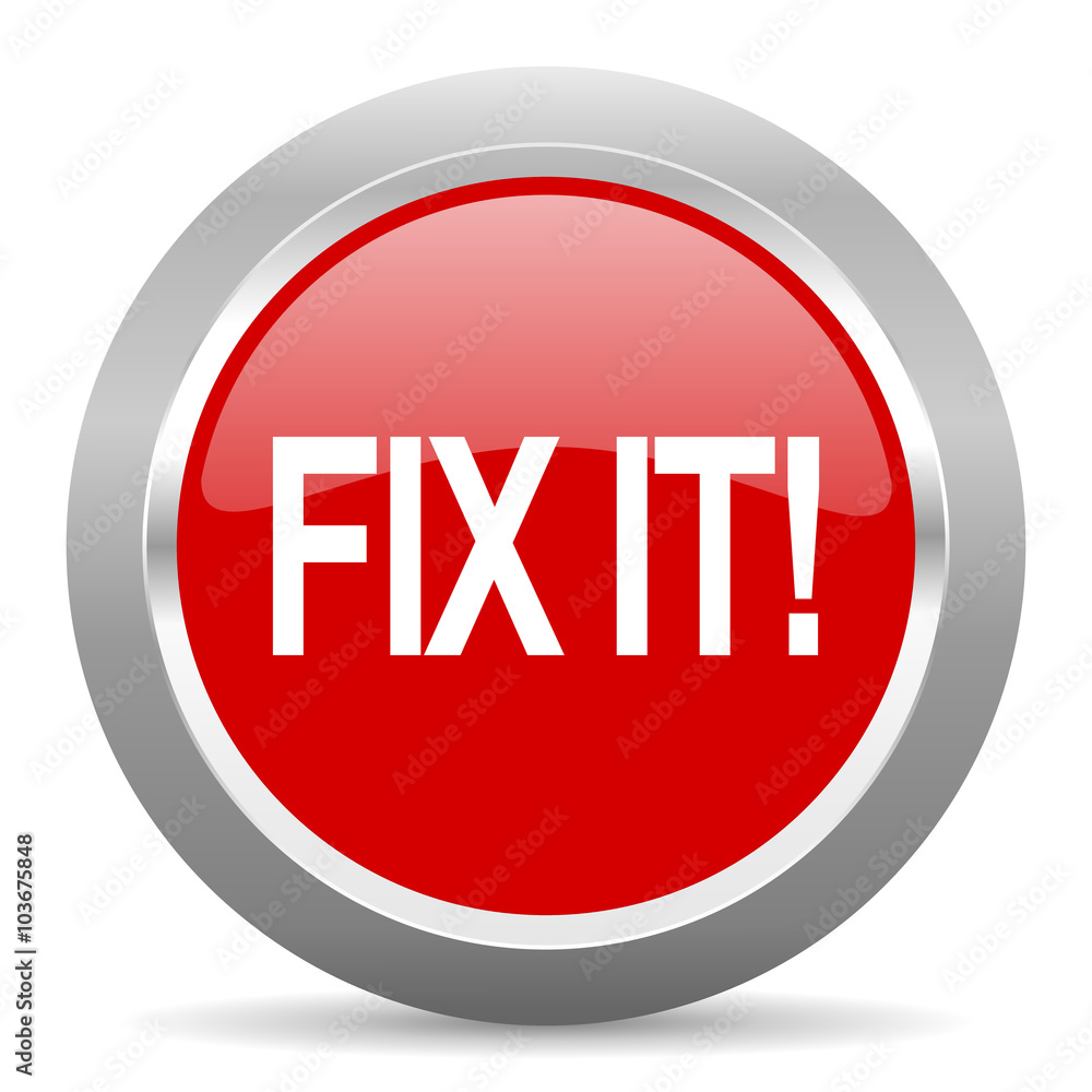 Poster fix it red metallic chrome web circle glossy icon