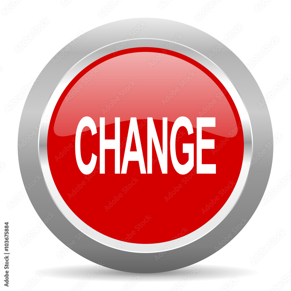 Aufkleber change red metallic chrome web circle glossy icon
