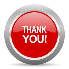thank you red metallic chrome web circle glossy icon