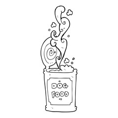 black and white cartoon dog food