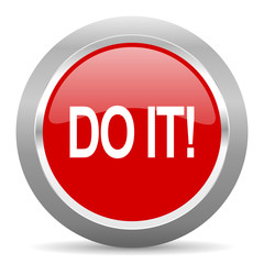 do it red metallic chrome web circle glossy icon