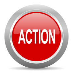 action red metallic chrome web circle glossy icon