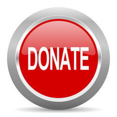 donate red metallic chrome web circle glossy icon