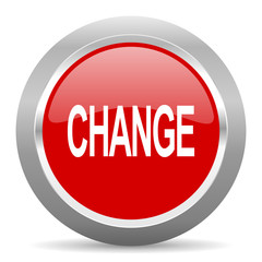 change red metallic chrome web circle glossy icon