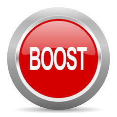 boost red metallic chrome web circle glossy icon