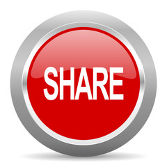 share red metallic chrome web circle glossy icon